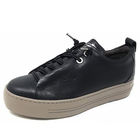 Paul Green sportlicher Schnürer in black fango